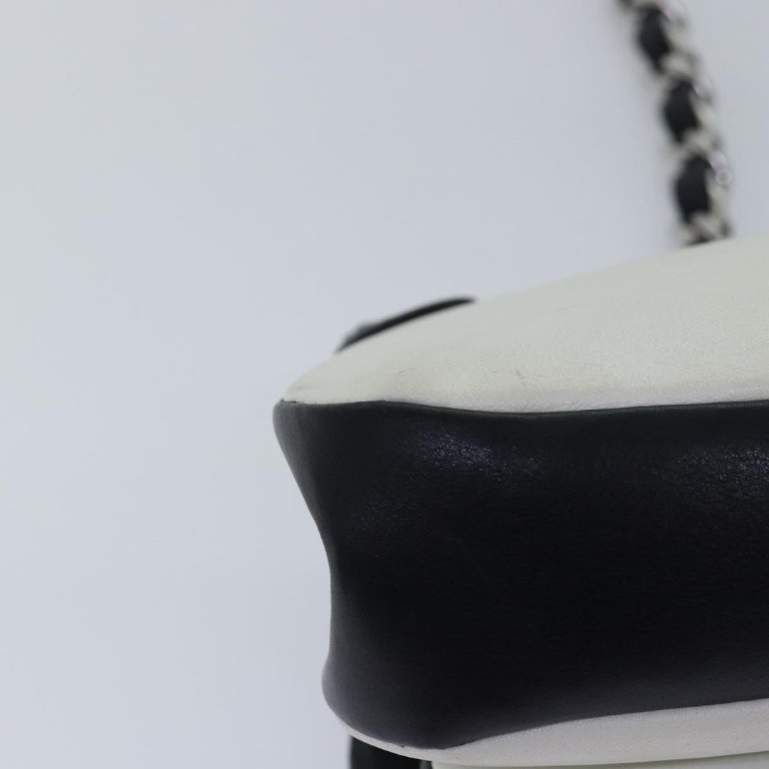 Top Quality Chanel COCO Mark Chain Shoulder Bag Lamb Skin Black White CC Auth yk12940A