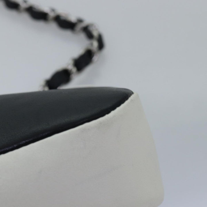Top Quality Chanel COCO Mark Chain Shoulder Bag Lamb Skin Black White CC Auth yk12940A