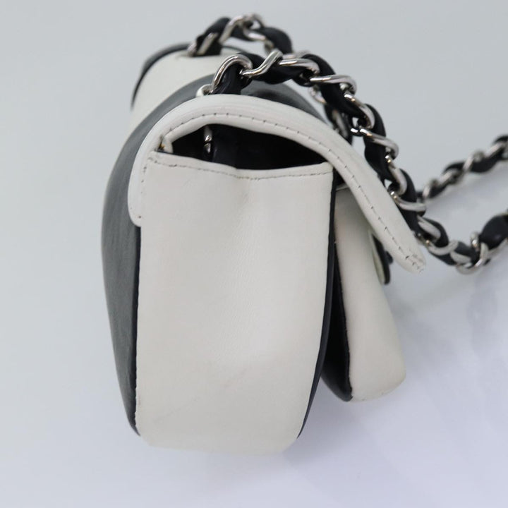 Top Quality Chanel COCO Mark Chain Shoulder Bag Lamb Skin Black White CC Auth yk12940A