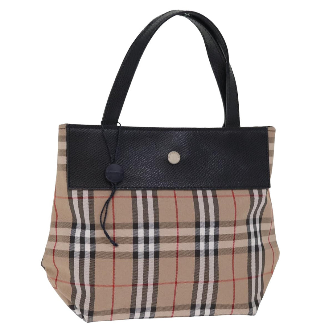 Burberry Nova Check Hand Bag Canvas Beige Auth yk12950