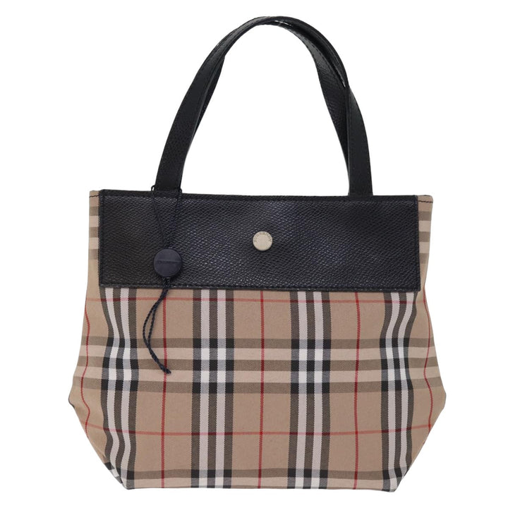Burberry Nova Check Hand Bag Canvas Beige Auth yk12950