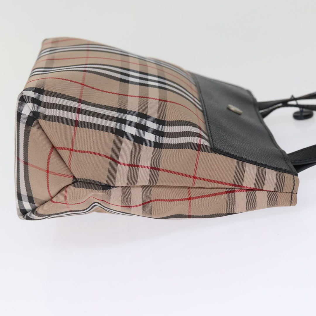 Burberry Nova Check Hand Bag Canvas Beige Auth yk12950