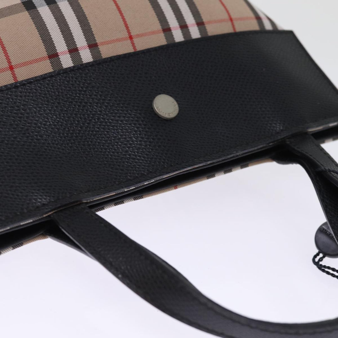 Burberry Nova Check Hand Bag Canvas Beige Auth yk12950