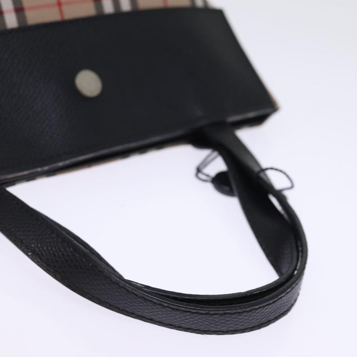 Burberry Nova Check Hand Bag Canvas Beige Auth yk12950
