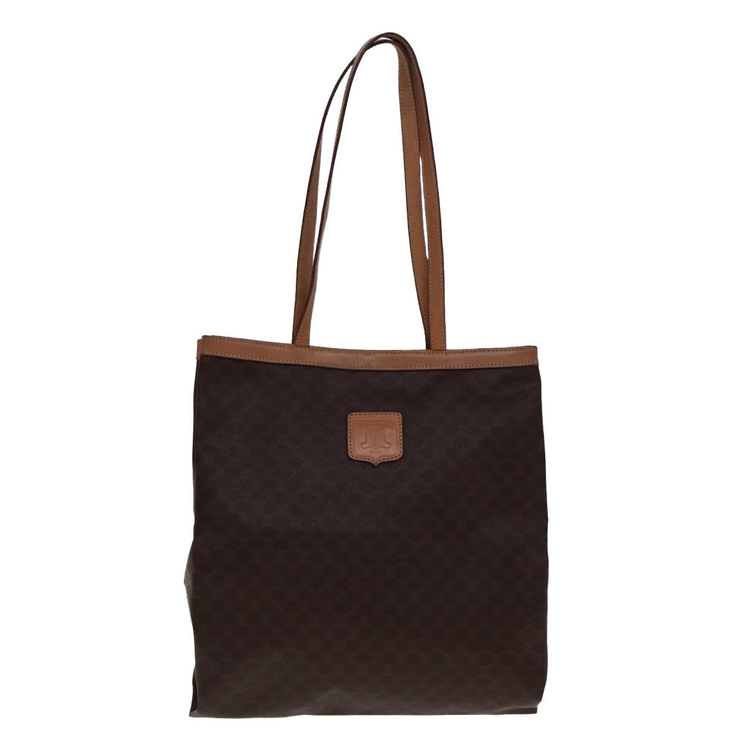 Celine Macadam Canvas Tote Bag PVC Leather Brown Auth yk12998