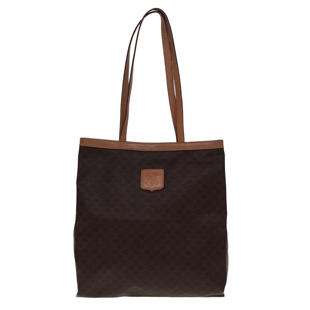Celine Macadam Canvas Tote Bag PVC Leather Brown Auth yk12998