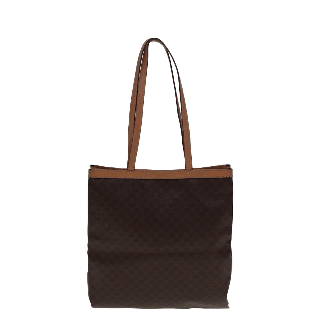 Celine Macadam Canvas Tote Bag PVC Leather Brown Auth yk12998