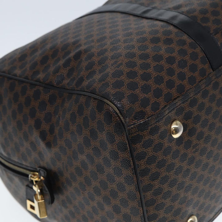 Celine Macadam Canvas Boston Bag PVC Leather Black Brown Auth yk13042