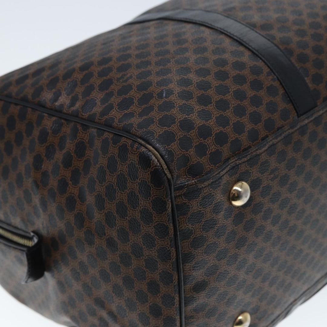 Celine Macadam Canvas Boston Bag PVC Leather Black Brown Auth yk13042