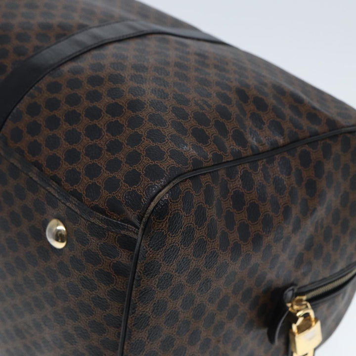Celine Macadam Canvas Boston Bag PVC Leather Black Brown Auth yk13042