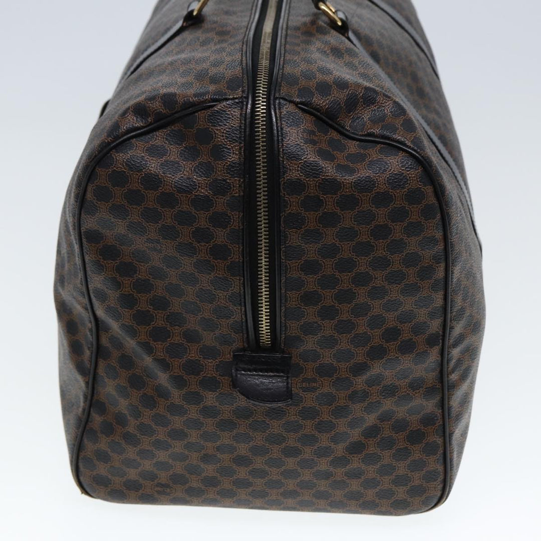 Celine Macadam Canvas Boston Bag PVC Leather Black Brown Auth yk13042