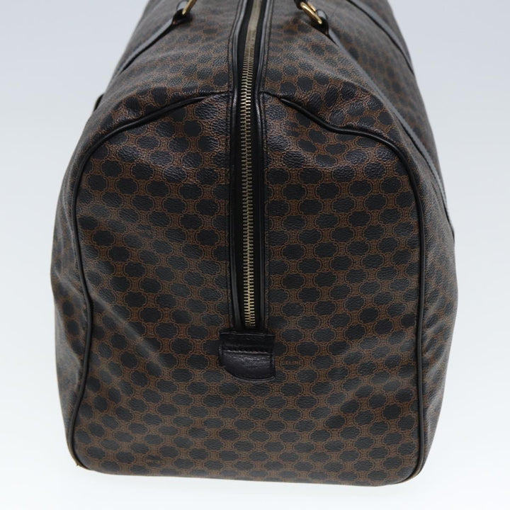 Celine Macadam Canvas Boston Bag PVC Leather Black Brown Auth yk13042