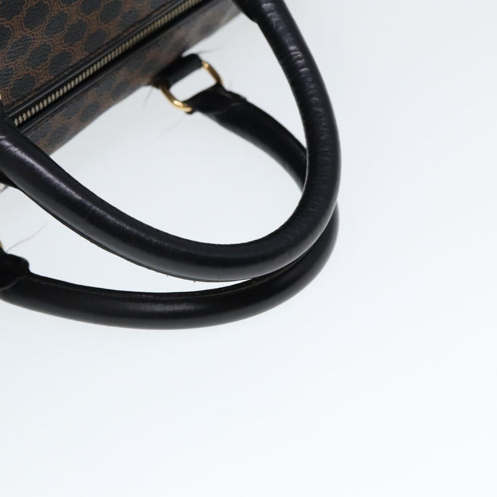 Celine Macadam Canvas Boston Bag PVC Leather Black Brown Auth yk13042