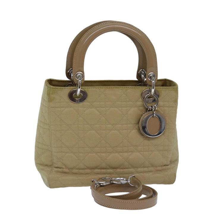 CHRISTIAN Top quality Dior Lady Top quality Dior Canage Hand Bag Nylon 2way Beige Auth yk13047