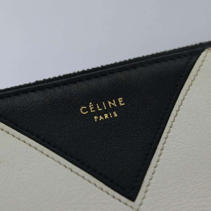 Celine Clutch Bag Leather Black Whe 13087
