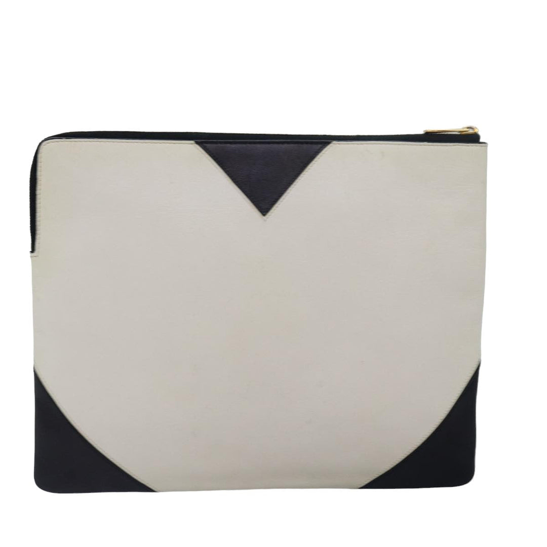 Celine Clutch Bag Leather Black Whe 13087