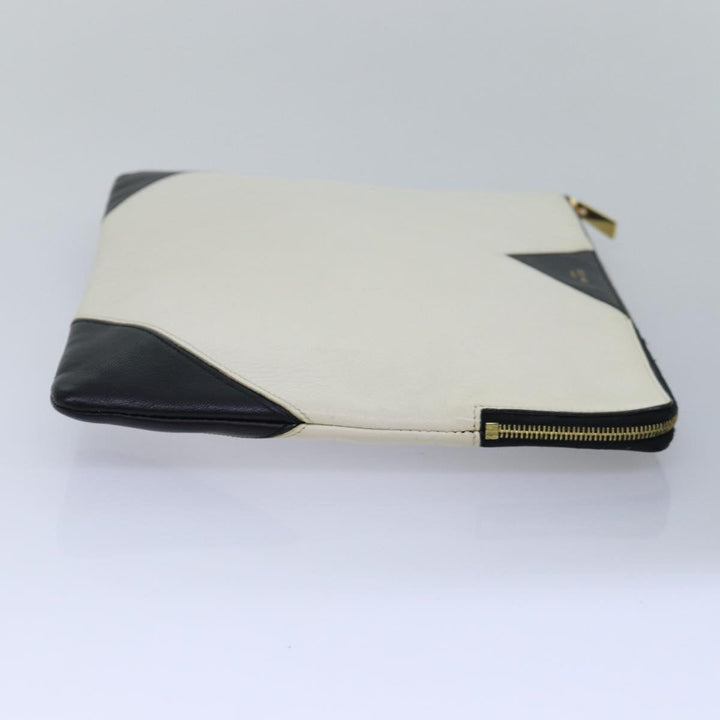 Celine Clutch Bag Leather Black Whe 13087