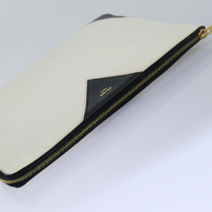 Celine Clutch Bag Leather Black Whe 13087