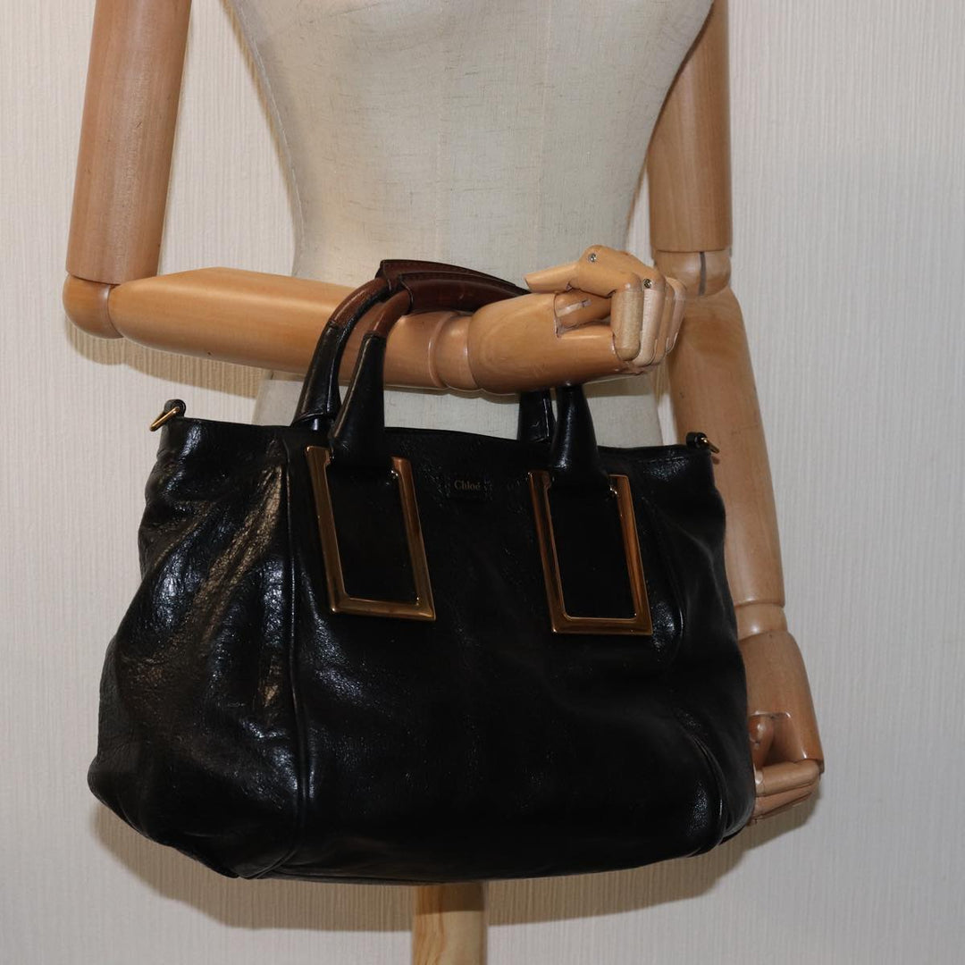 Chloe Etel Hand Bag Leather 2way Black yk13096