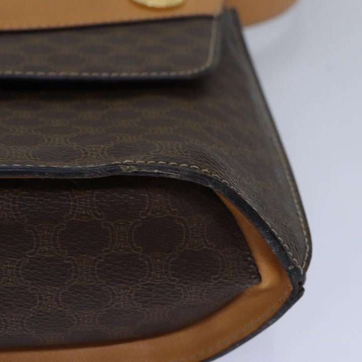 Celine Macadam Canvas Shoulder Bag PVC Leather Brown Auth yk13147
