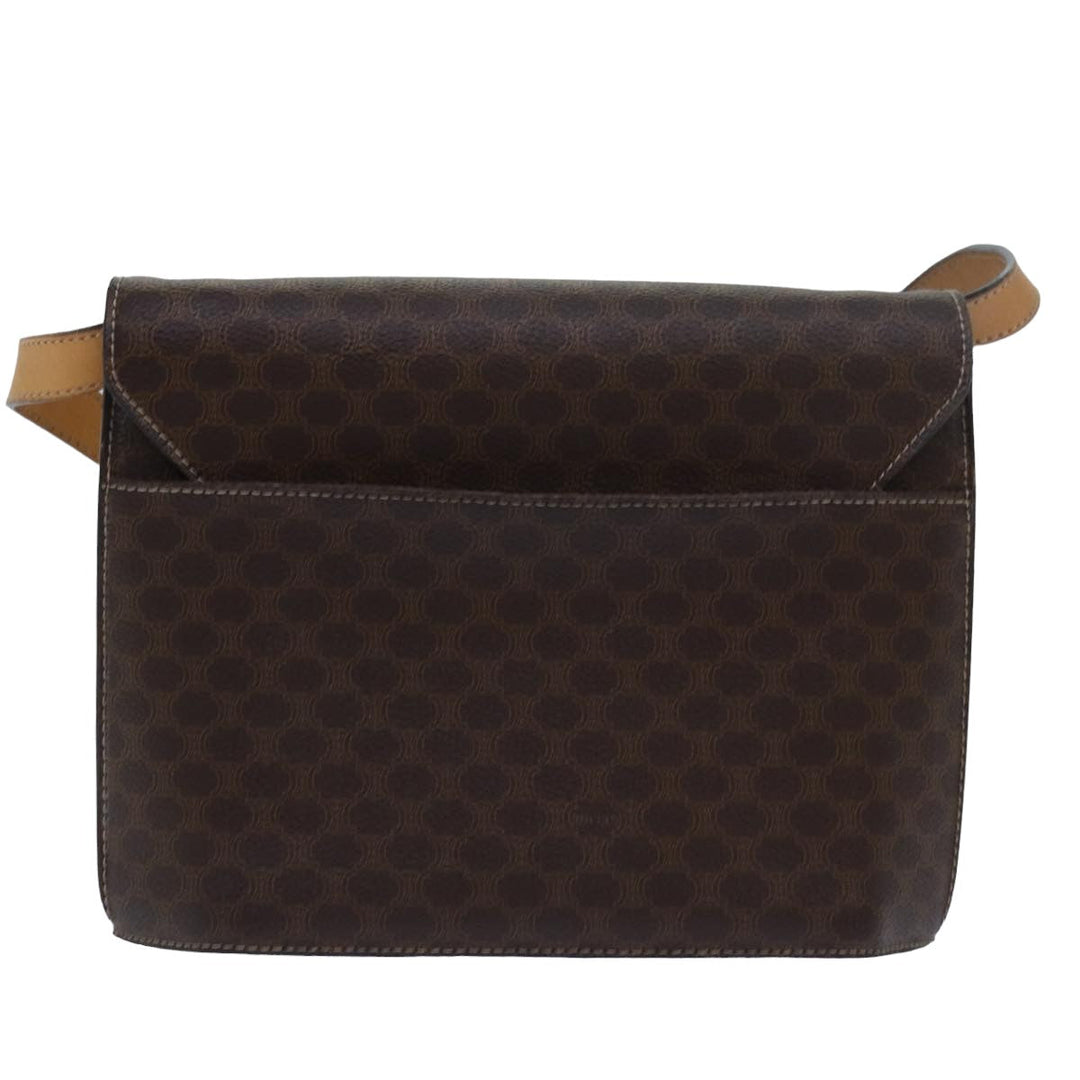 Celine Macadam Canvas Shoulder Bag PVC Leather Brown Auth yk13147