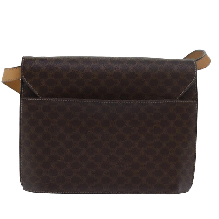 Celine Macadam Canvas Shoulder Bag PVC Leather Brown Auth yk13147