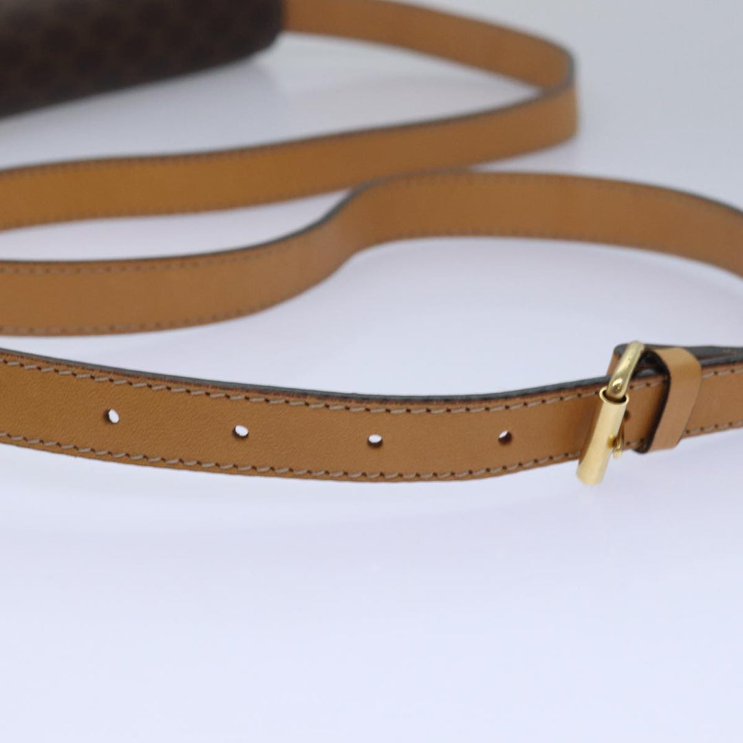 Celine Macadam Canvas Shoulder Bag PVC Leather Brown Auth yk13147