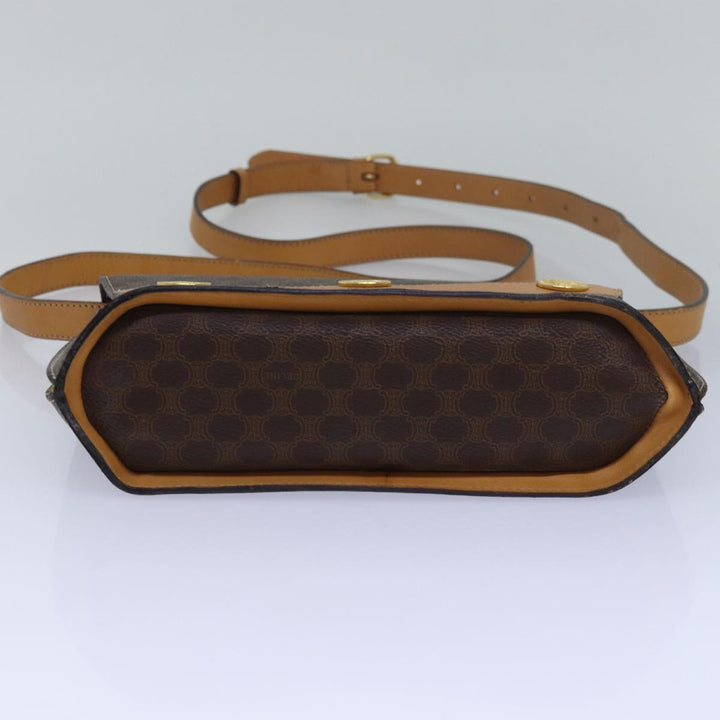Celine Macadam Canvas Shoulder Bag PVC Leather Brown Auth yk13147