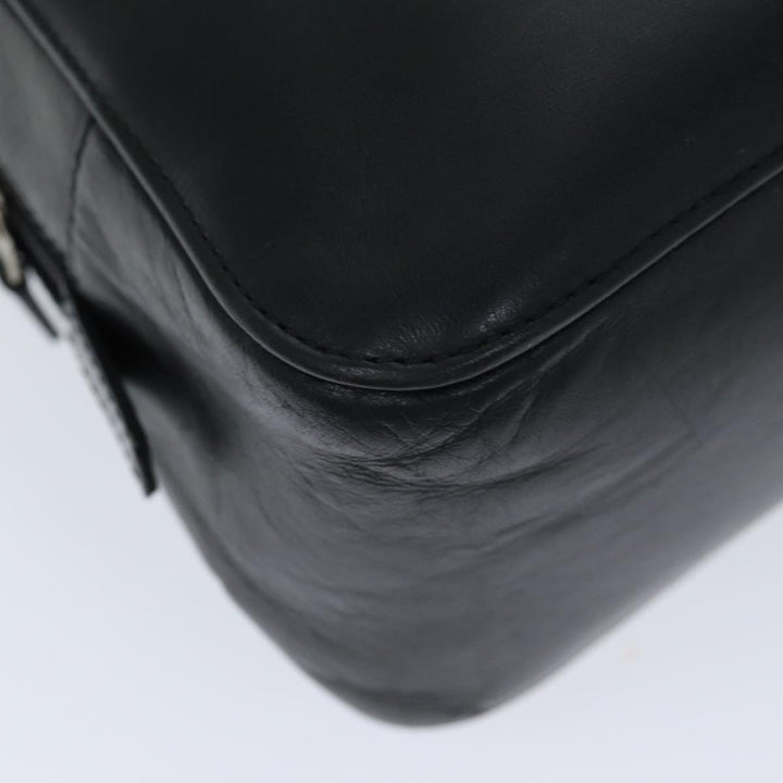 Burberry Nova Check Hand Bag Leather Canvas Black Beige Auth yk13164
