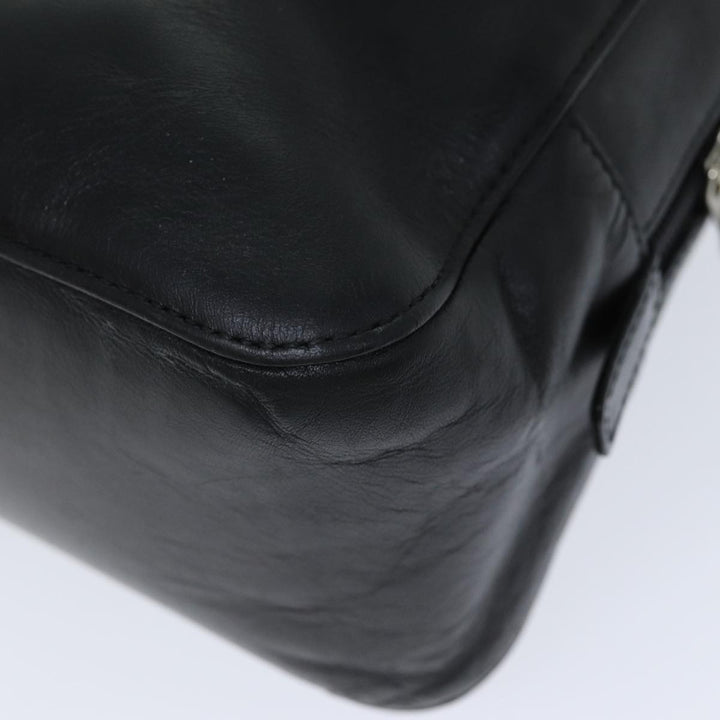 Burberry Nova Check Hand Bag Leather Canvas Black Beige Auth yk13164