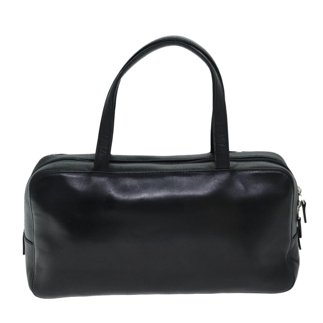 Burberry Nova Check Hand Bag Leather Canvas Black Beige Auth yk13164