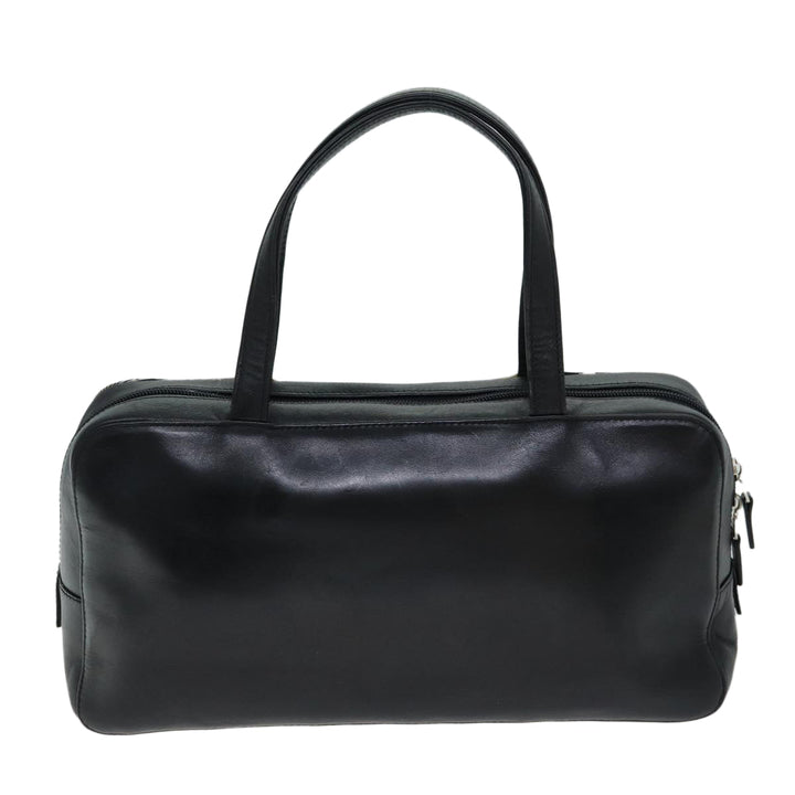 Burberry Nova Check Hand Bag Leather Canvas Black Beige Auth yk13164
