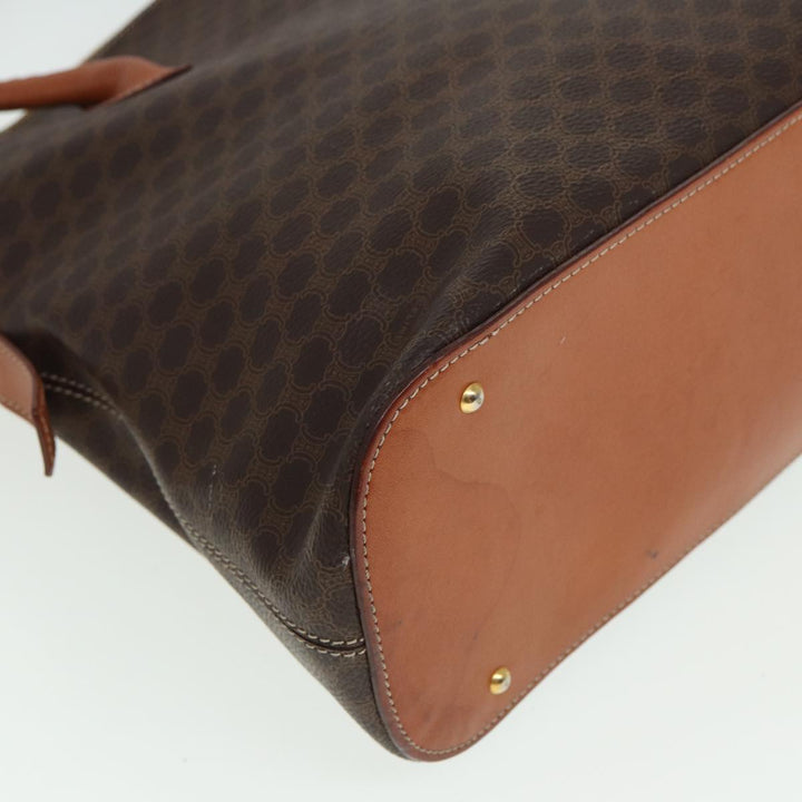 Celine Macadam Canvas Hand Bag PVC Brown Auth yk13182