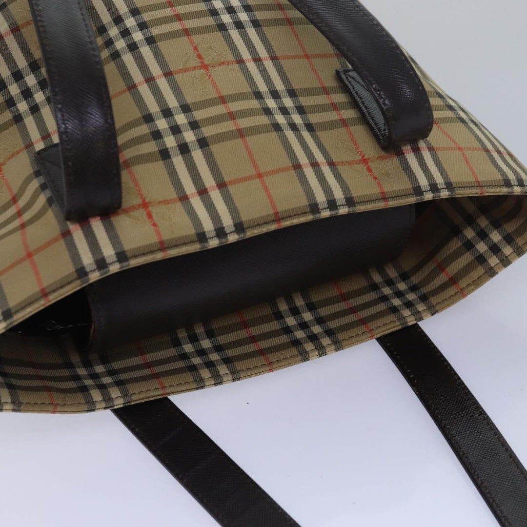 Burberry Nova Check Tote Bag Canvas Beige Auth yk13193