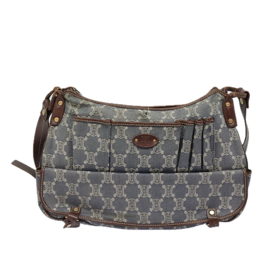 Celine Denim Paris Macadam Shoulder Bag Blue 13201