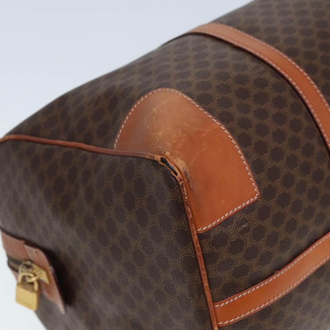 Celine Macadam Canvas Boston Bag PVC Leather Brown 13219