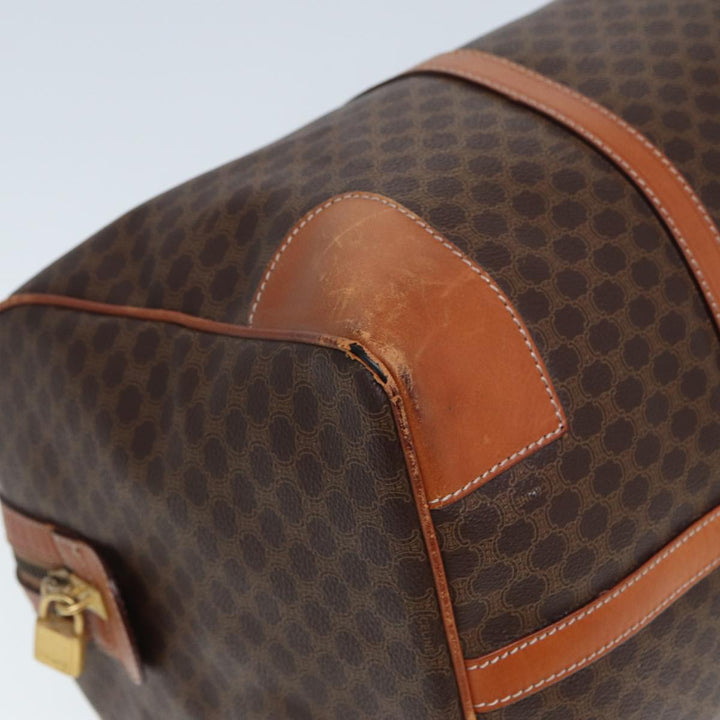 Celine Macadam Canvas Boston Bag PVC Leather Brown 13219