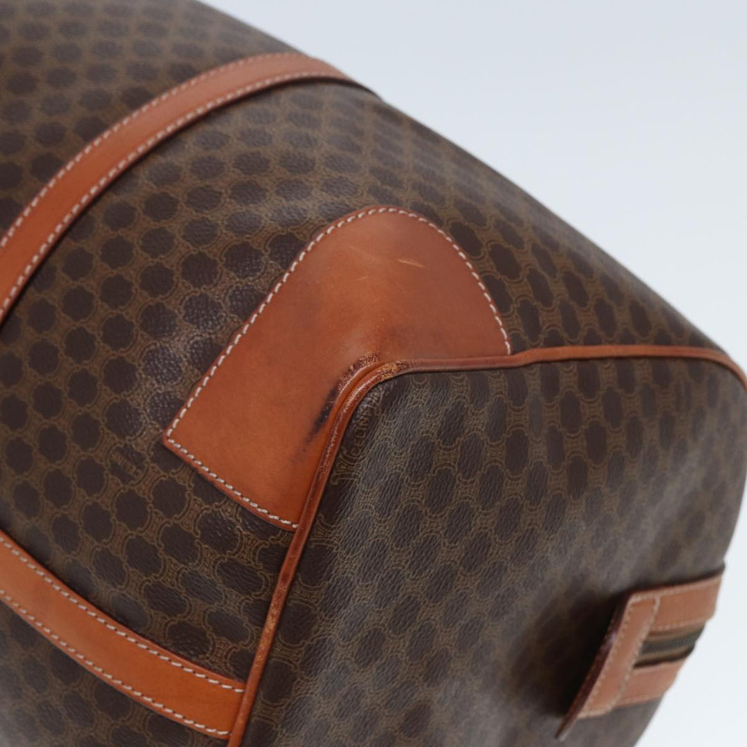 Celine Macadam Canvas Boston Bag PVC Leather Brown 13219
