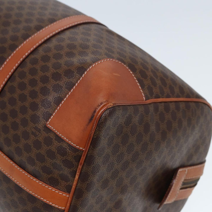 Celine Macadam Canvas Boston Bag PVC Leather Brown 13219