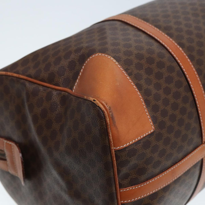 Celine Macadam Canvas Boston Bag PVC Leather Brown 13219