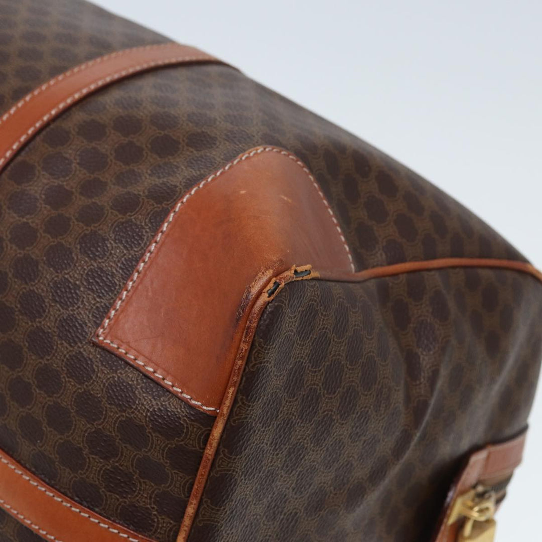 Celine Macadam Canvas Boston Bag PVC Leather Brown 13219