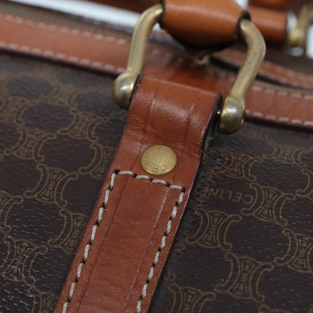 Celine Macadam Canvas Boston Bag PVC Leather Brown 13219