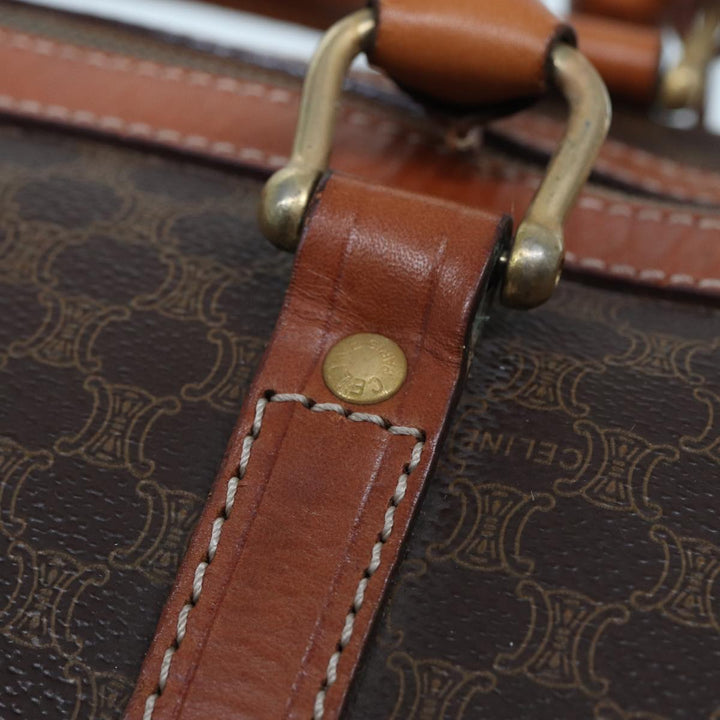 Celine Macadam Canvas Boston Bag PVC Leather Brown 13219