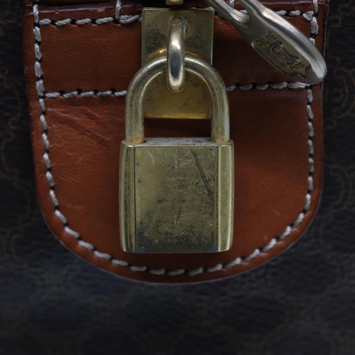 Celine Macadam Canvas Boston Bag PVC Leather Brown 13219