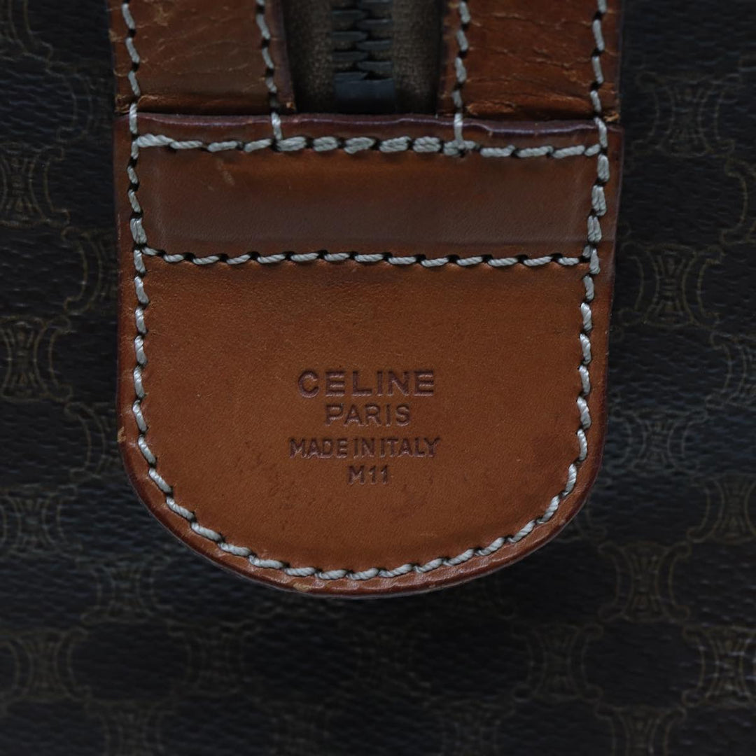 Celine Macadam Canvas Boston Bag PVC Leather Brown 13219