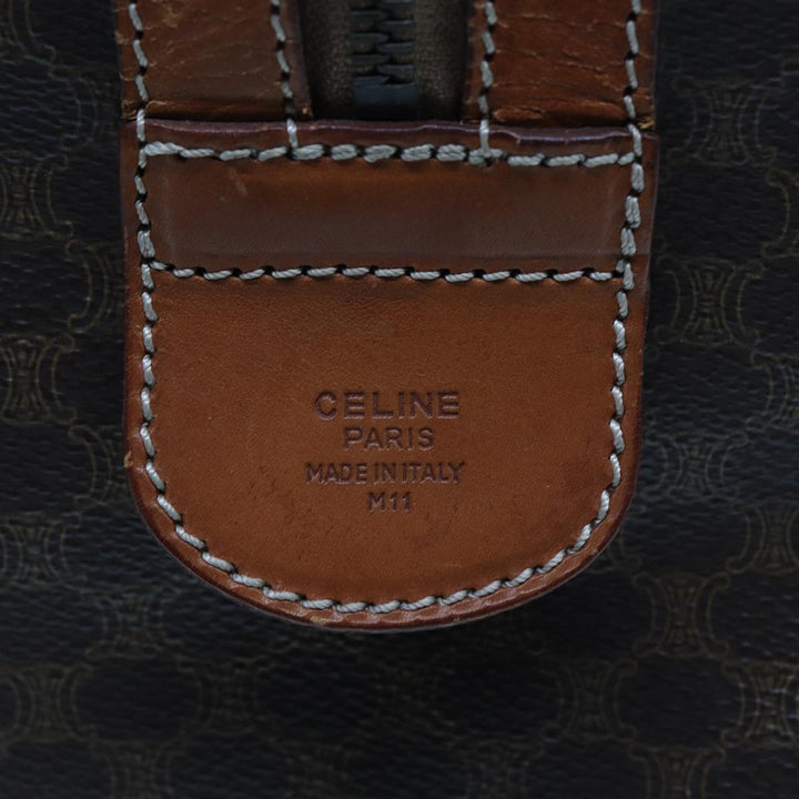 Celine Macadam Canvas Boston Bag PVC Leather Brown 13219