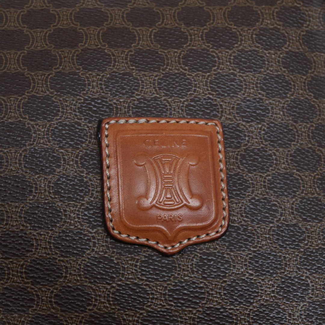 Celine Macadam Canvas Boston Bag PVC Leather Brown 13219