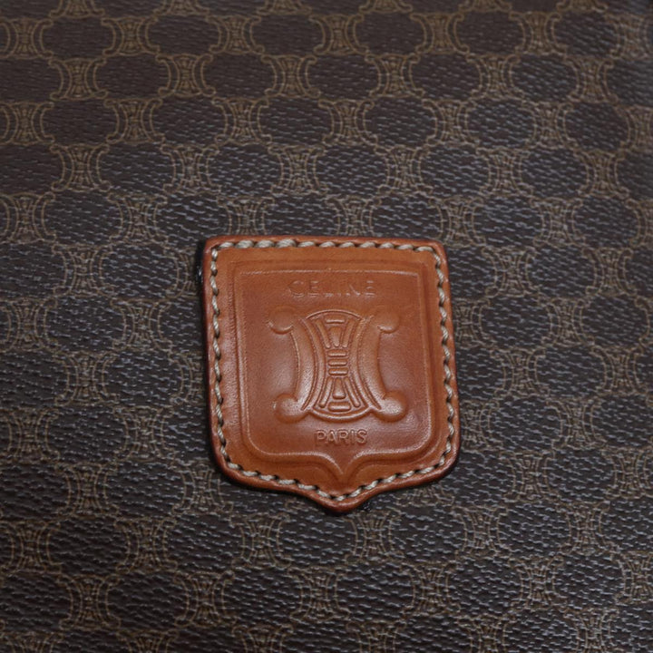 Celine Macadam Canvas Boston Bag PVC Leather Brown 13219
