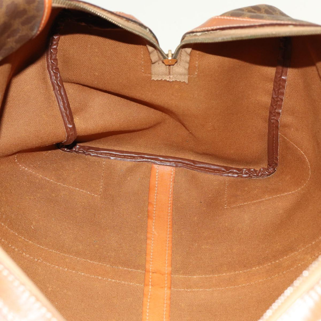 Celine Macadam Canvas Boston Bag PVC Leather Brown 13219