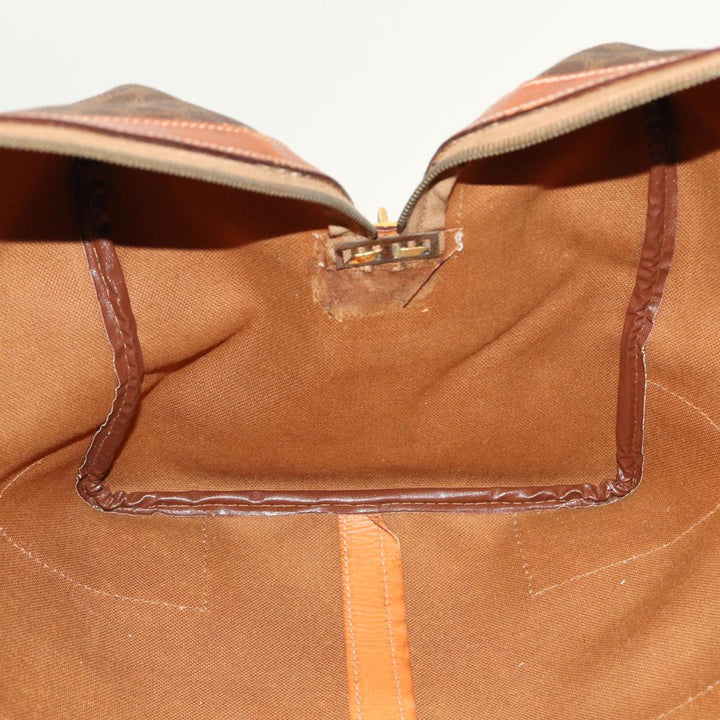 Celine Macadam Canvas Boston Bag PVC Leather Brown 13219